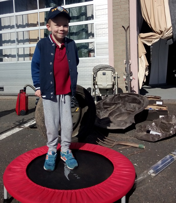 Luka gets a free Freegle trampoline