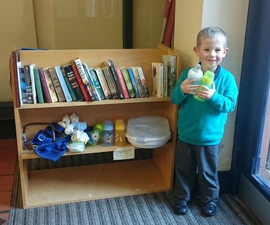 Sam Cooper at the Penrith Freegle bookcase